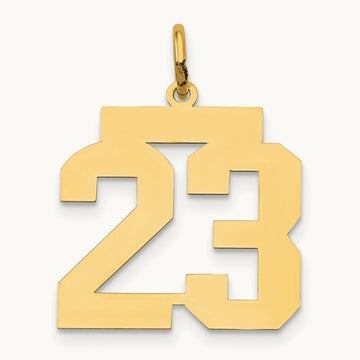 Medium Polished Number 23 Charm, 14K