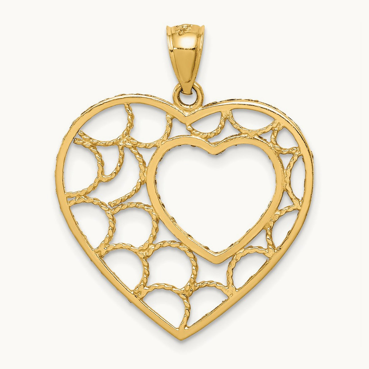 Diamond-cut Heart Pendant — 14K Yellow Gold