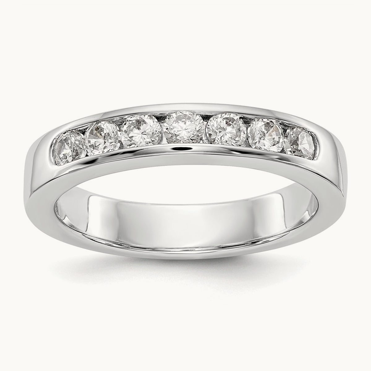 7-Stone Diamond Channel Band, 14K White Gold