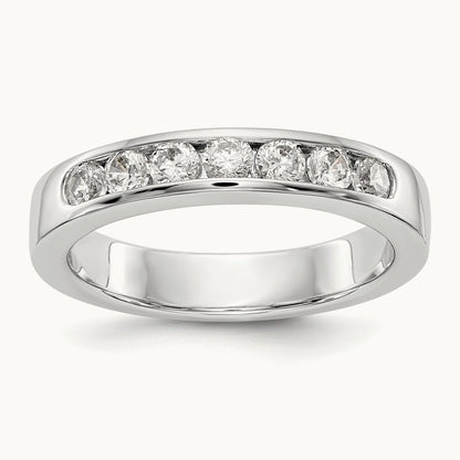 7-Stone Diamond Channel Band, 14K White Gold