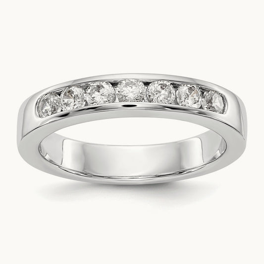 7-Stone Diamond Channel Band, 14K White Gold
