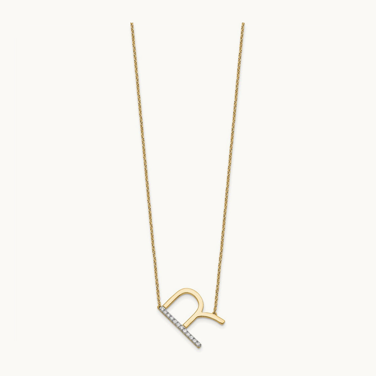 Sideways Diamond Necklace — 14K Yellow Gold, R
