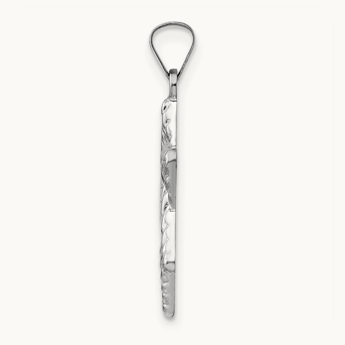 Polished and Textured Solid Star of David Pendant — 14K White Gold, 26.55mm