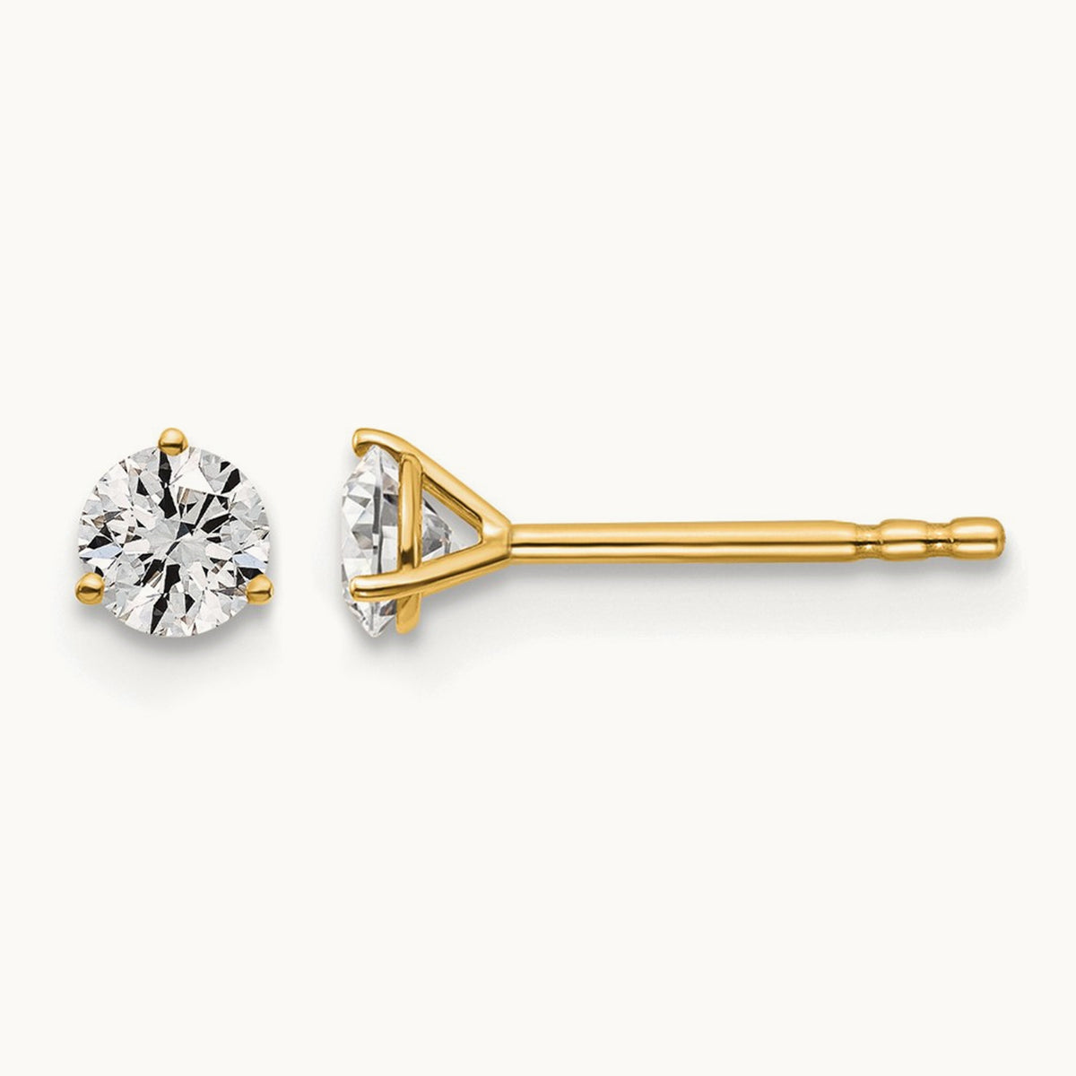 Round Stud Earrings, 0.10-6.00 ct tw Lab-Grown Diamond — 3/8 ct, 14K Yellow Gold