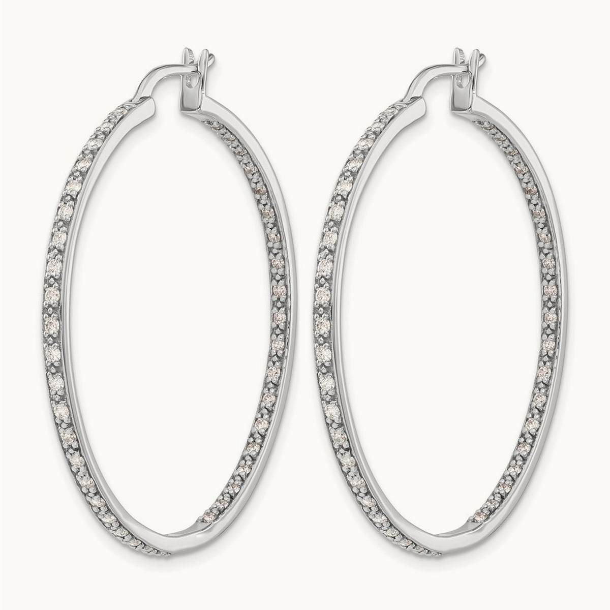 In/Out Hoop Earrings, 0.50-0.75 ct tw Lab-Grown Diamond — 7/8 ct, 14K White Gold