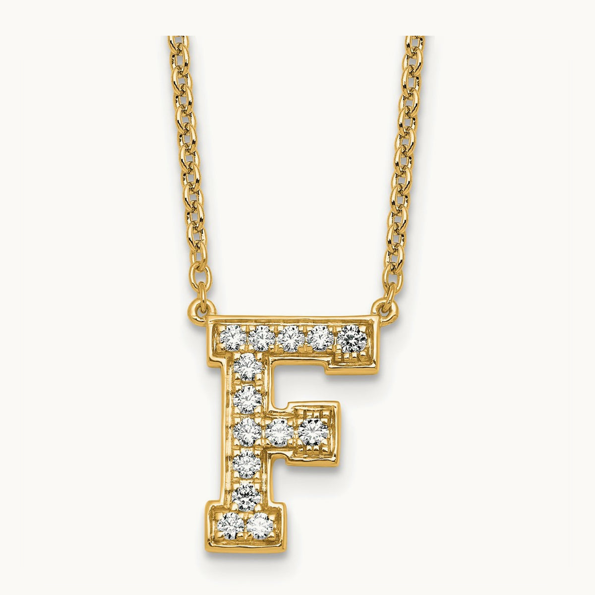 Initial Necklace — 14K Yellow Gold, F, 1/3 ct