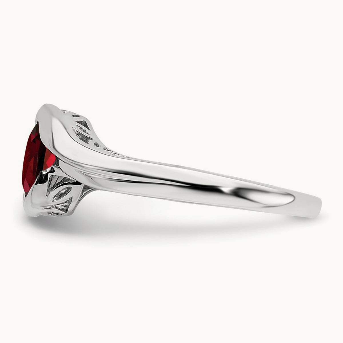Garnet Bypass Ring, 14K White Gold