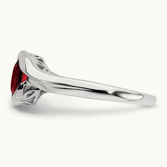 Garnet Bypass Ring, 14K White Gold