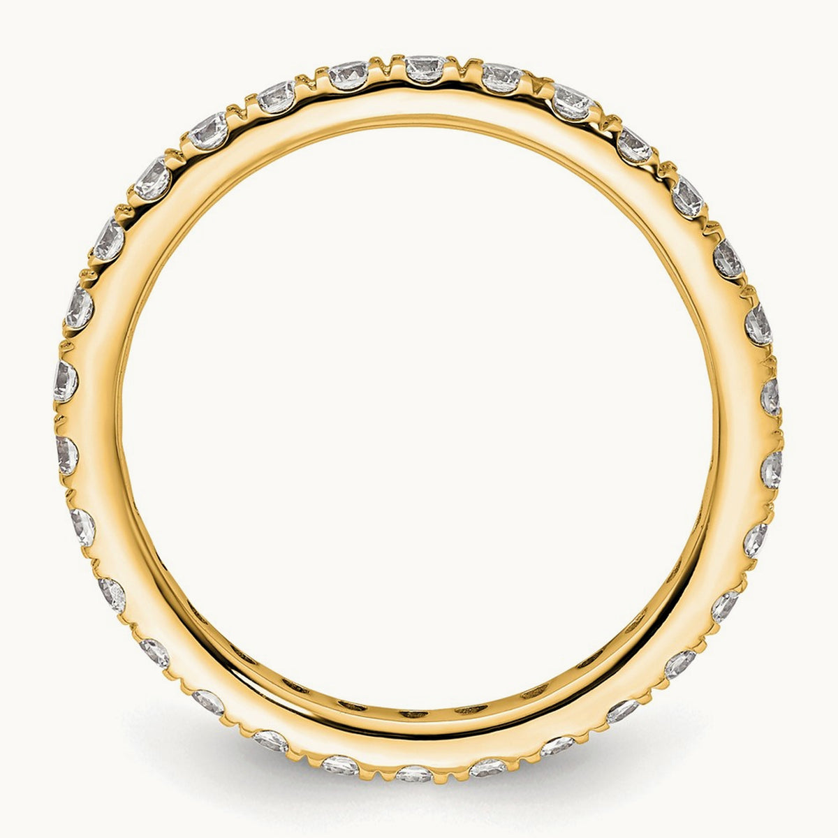 Polished U Shared Prong Diamond Eternity Band, 1.00 ct tw — 14K Yellow Gold