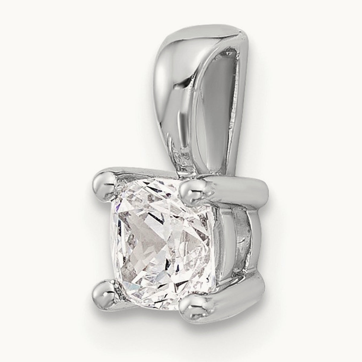 Cushion Four-Prong Pendant, 1/2-5 ct Lab-Grown Diamond — 14K White Gold