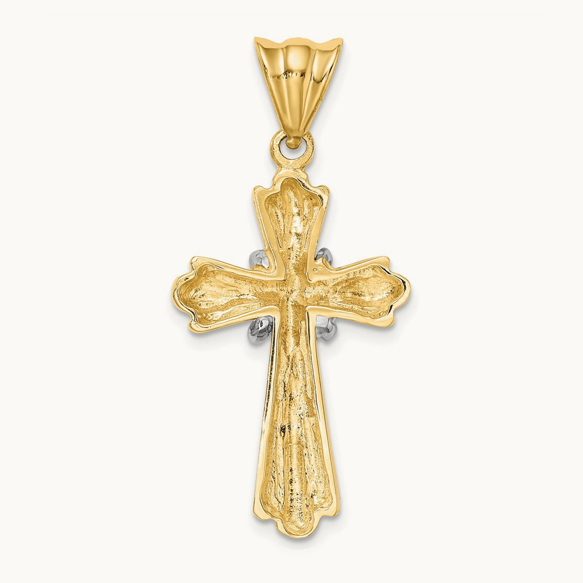 Polished Cross X Center Design Charm, 14K Two-tone