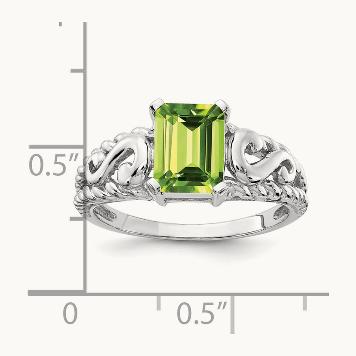 Emerald Cut Peridot ring — photo set