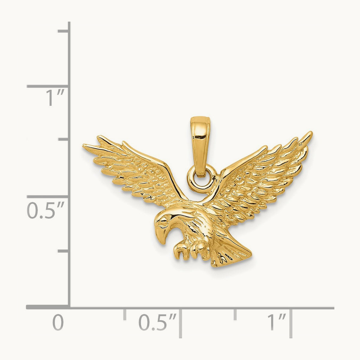 Solid Polished Eagle Landing Pendant — 14K Yellow Gold