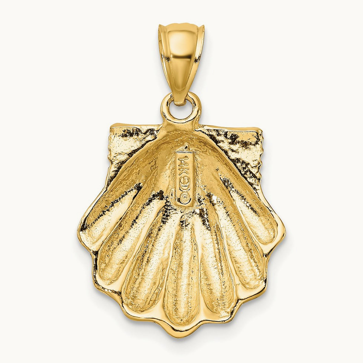 Blue Enamel Scallop Shell Charm, 14K