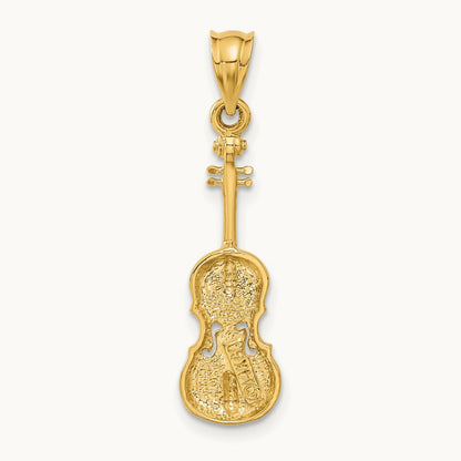 2D Violin Charm, 14K