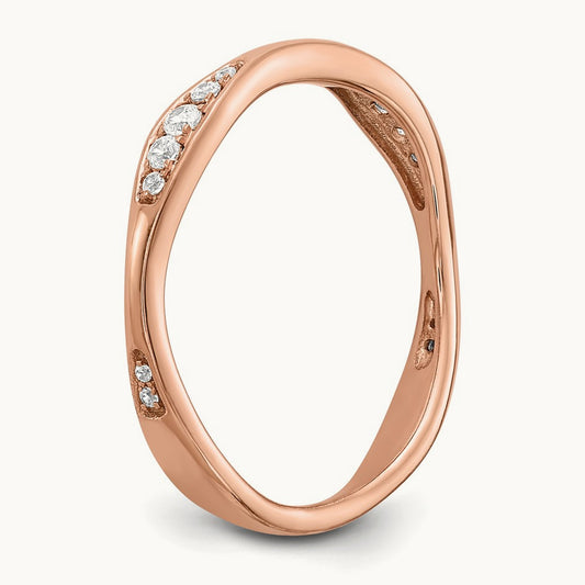 Diamond Wedding Band, 14K Rose Gold