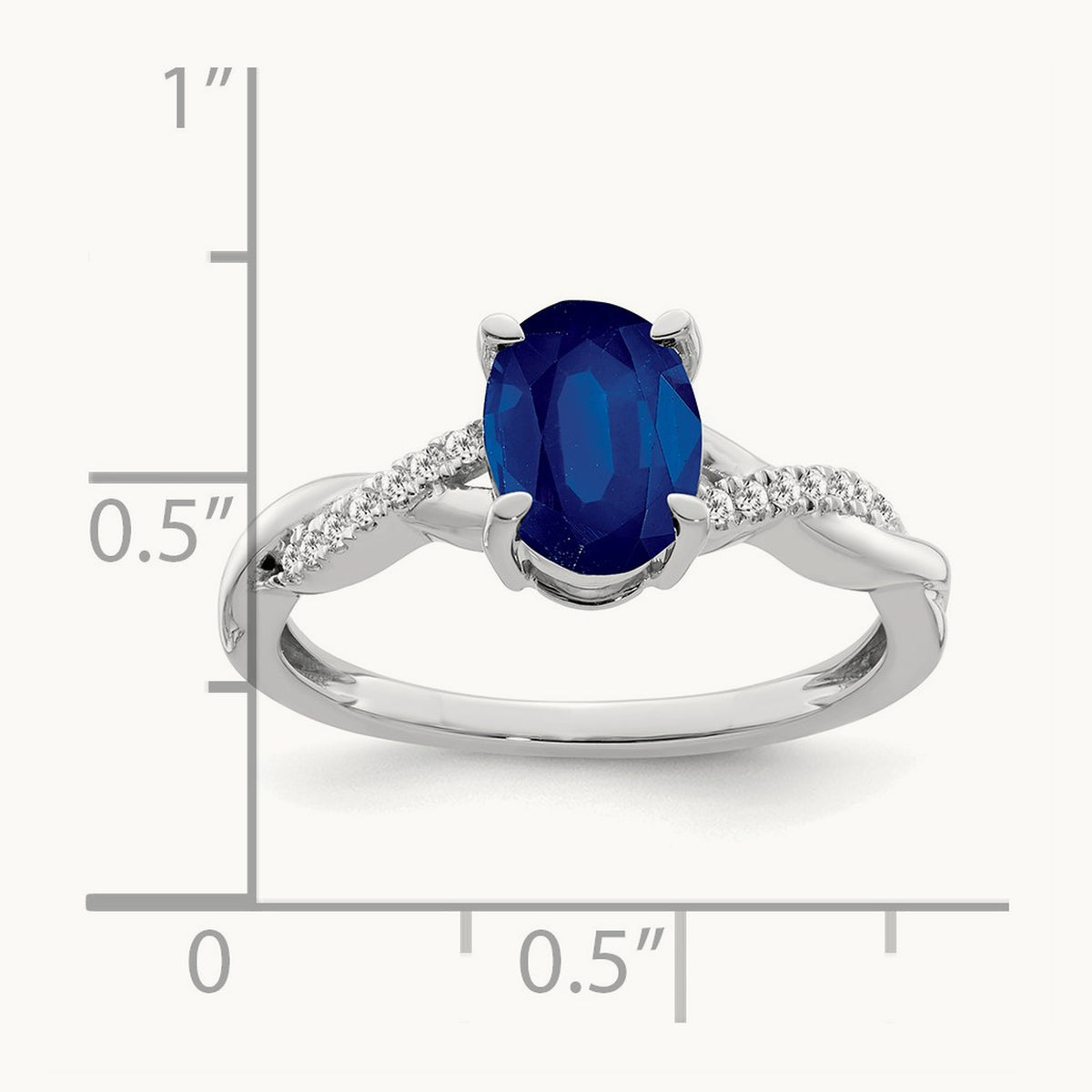 Oval Sapphire and Diamond Ring, 14K White Gold