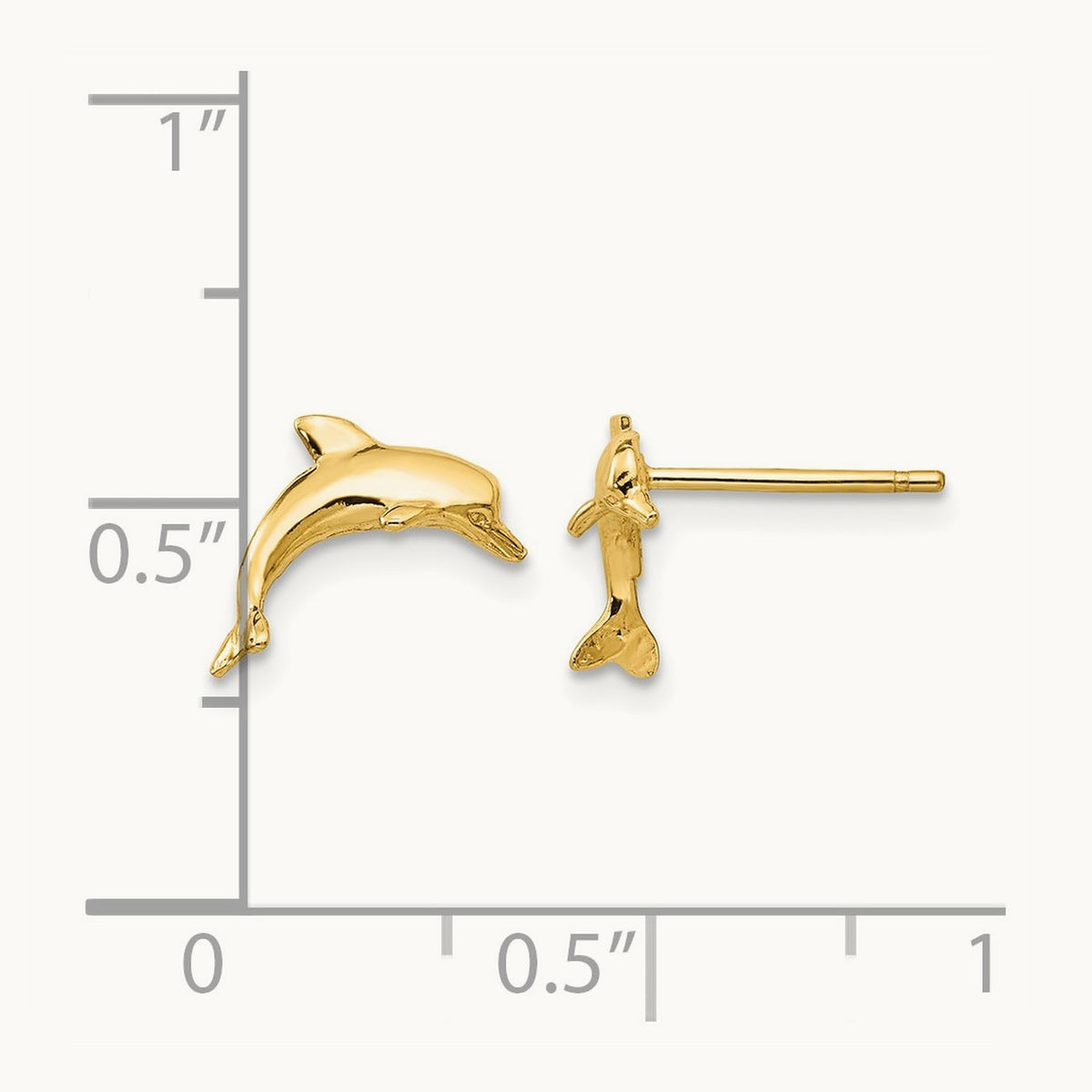 Dolphin Post Earrings, 14K
