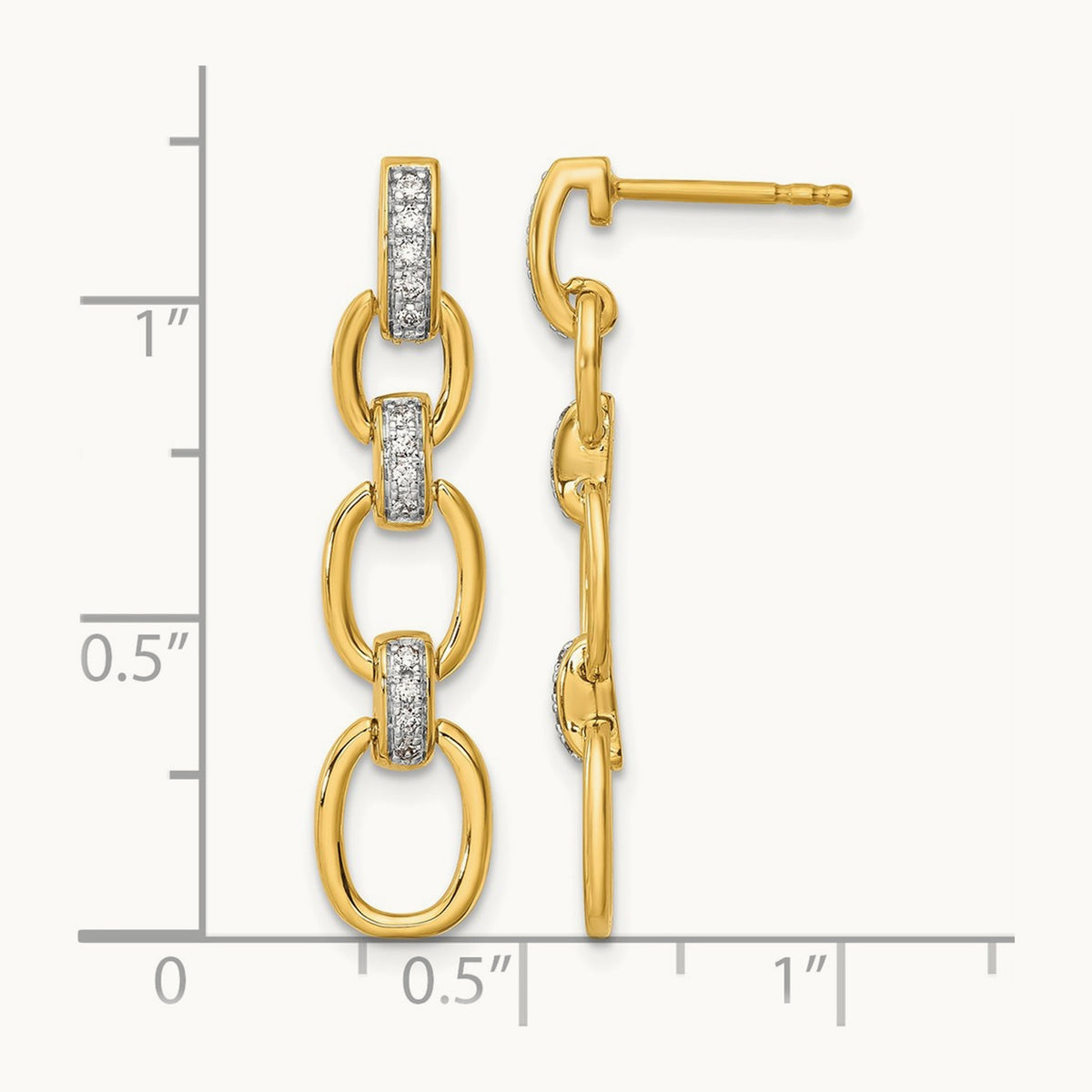 Fashion Dangle Link Post Earrings, 0.15 ct tw Lab-Grown Diamond