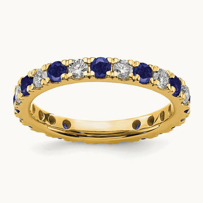 Created Sapphire Eternity Band, 0.25-0.75 ct tw Lab-Grown Diamond — 14K Yellow Gold