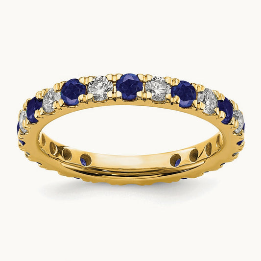Created Sapphire Eternity Band, 0.25-0.75 ct tw Lab-Grown Diamond — 14K Yellow Gold