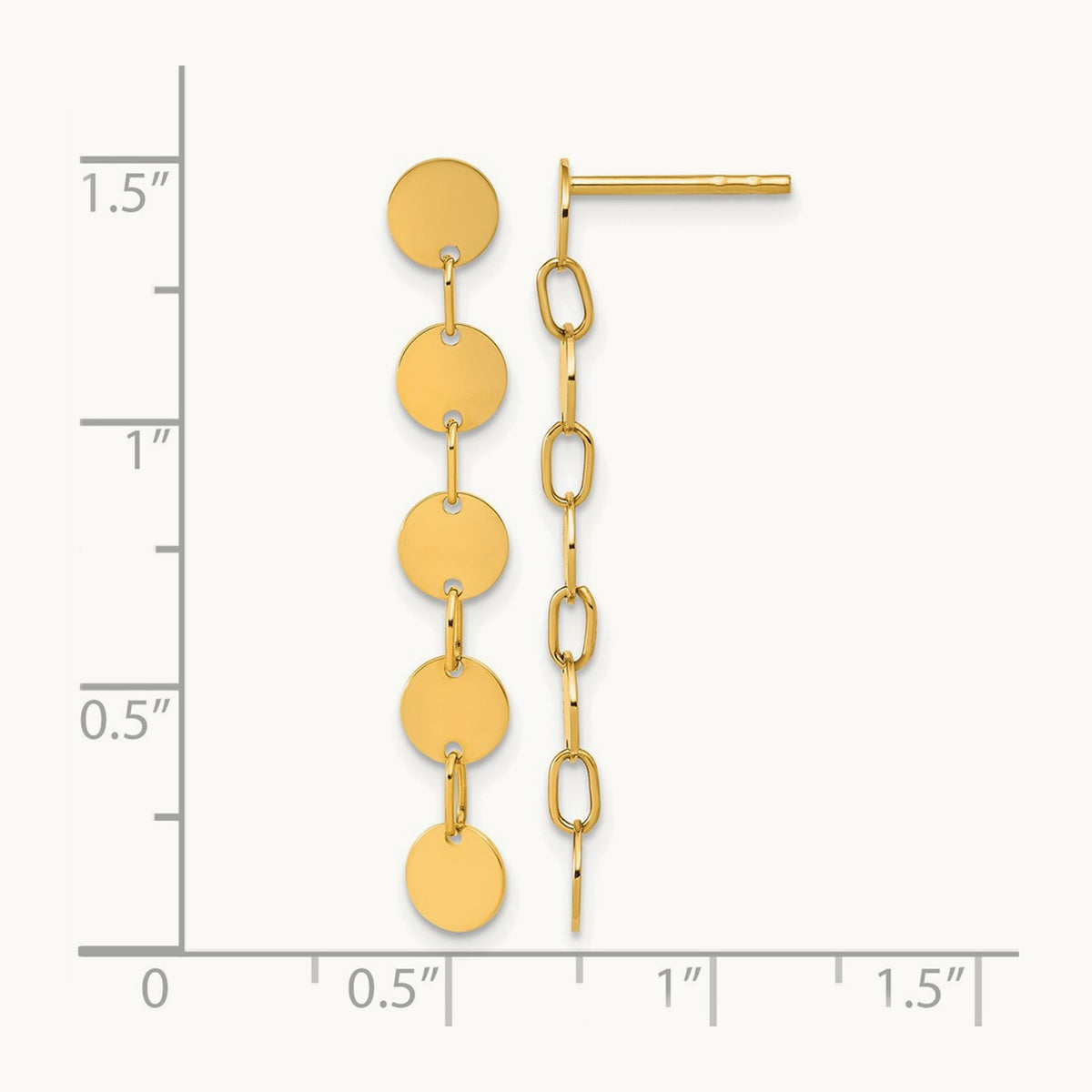 Polished Circle Disk Dangle Post Earrings, 14K — Leslie's