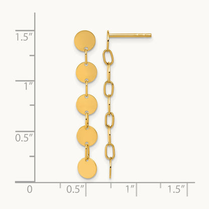 Polished Circle Disk Dangle Post Earrings, 14K — Leslie's