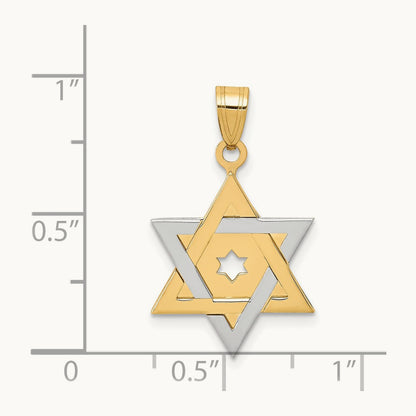 Star Of David Pendant, 14K Two-tone