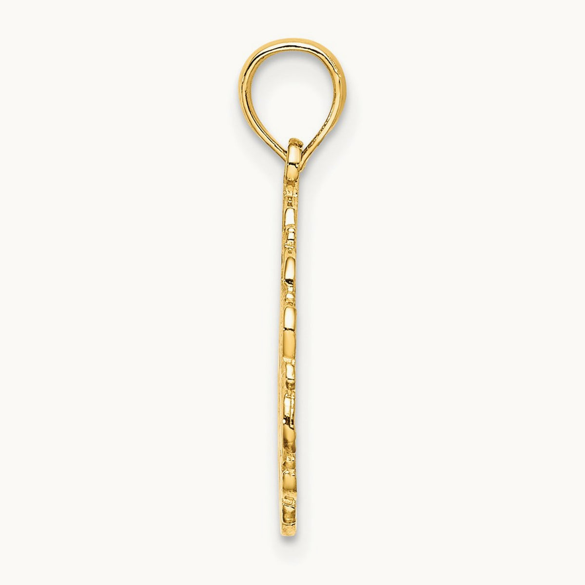 Star Of David In Scalloped Circle Charm, 14K