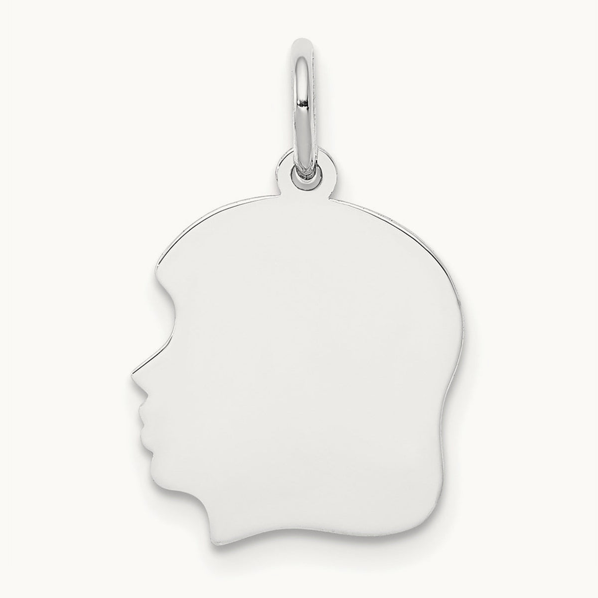 Plain Medium.013 Depth Facing Left Engravable Girl Charm — 22mm