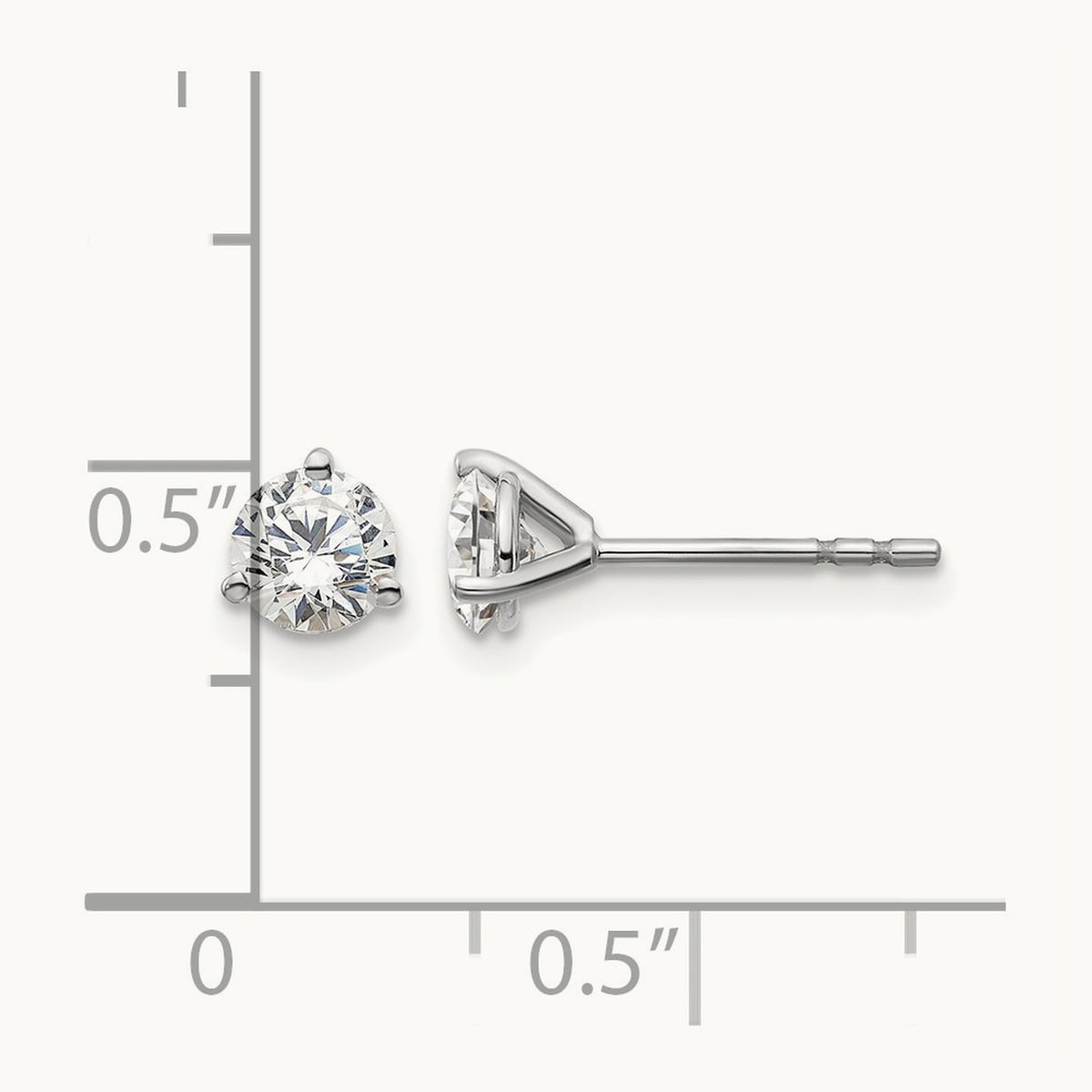 Round Stud Earrings, 0.10-6.00 ct tw Lab-Grown Diamond — 3/4 ct, 14K White Gold