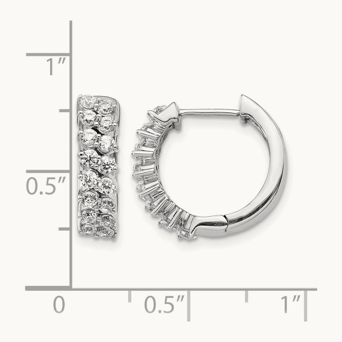 Diamond Hinged Hoop Earrings, 14K White Gold