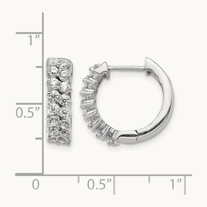 Diamond Hinged Hoop Earrings, 14K White Gold