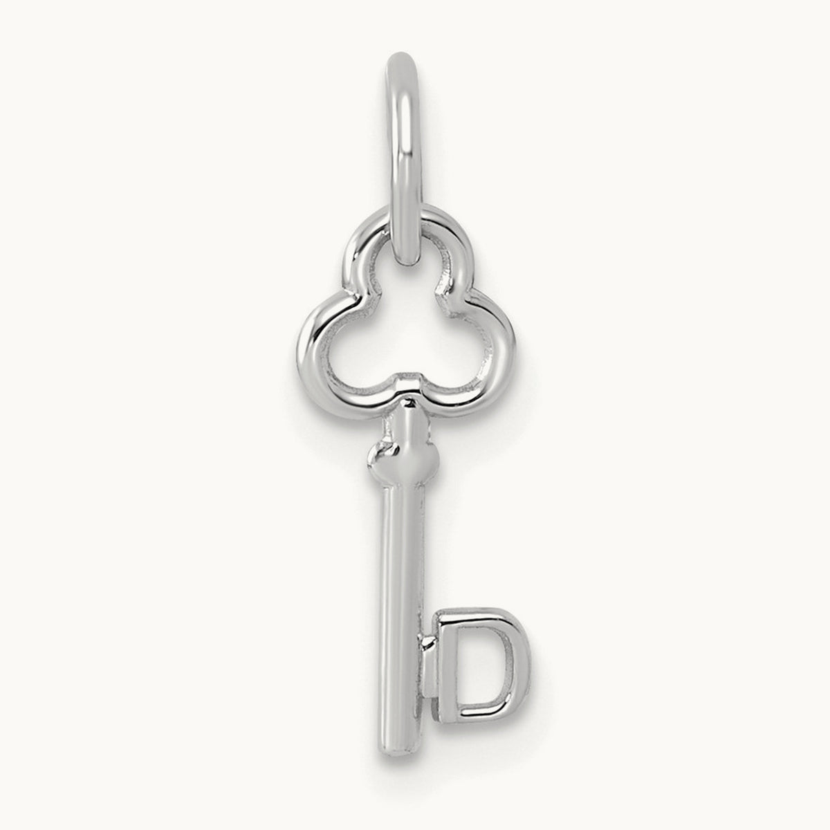 Key Initial Charm — 14K White Gold, D