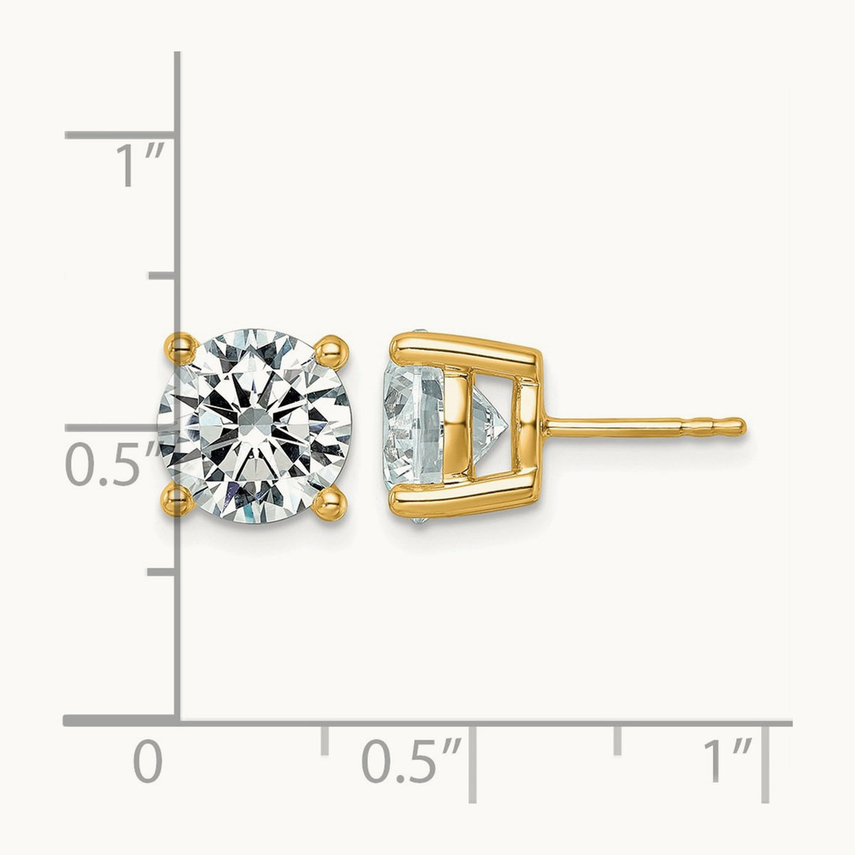 Round Lightweight Earrings, 0.25-6.00 ct tw Lab-Grown Diamond — 6 ct, 10K Yellow Gold