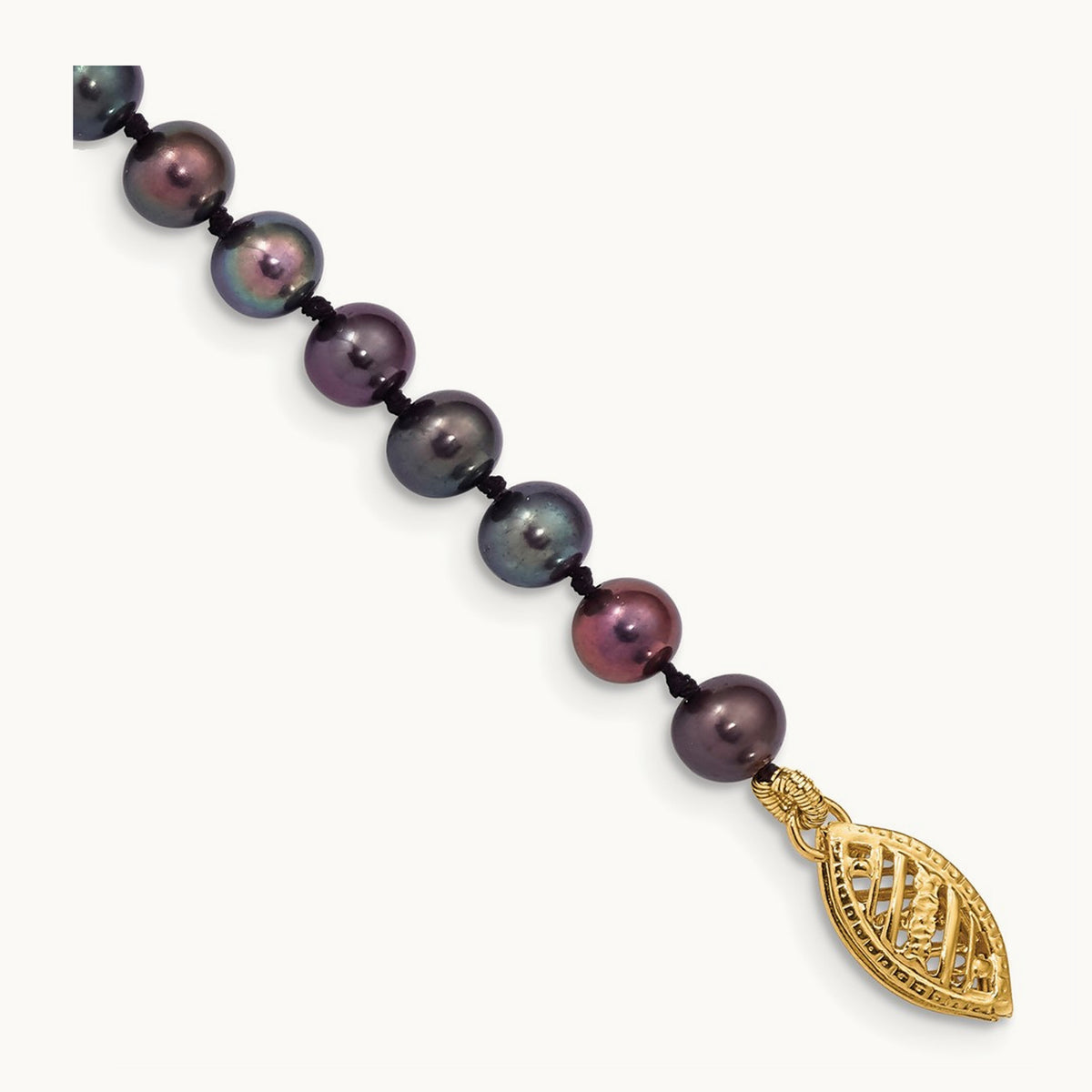 4- Black Near Round Freshwater Cultured Pearl Bracelet, 5mm, 14K