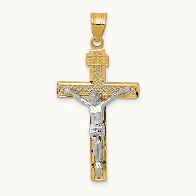 Diamond-cut Lattice Cross with Crucifix Pendant — 42mm