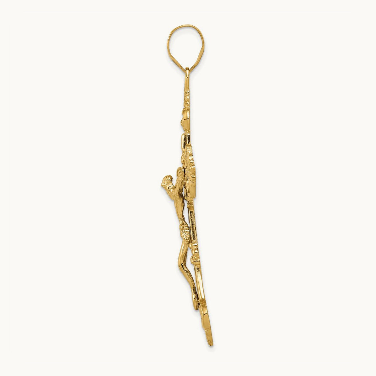 INRI Fleur De Lis Crucifix Pendant — 14K Yellow Gold, 57mm