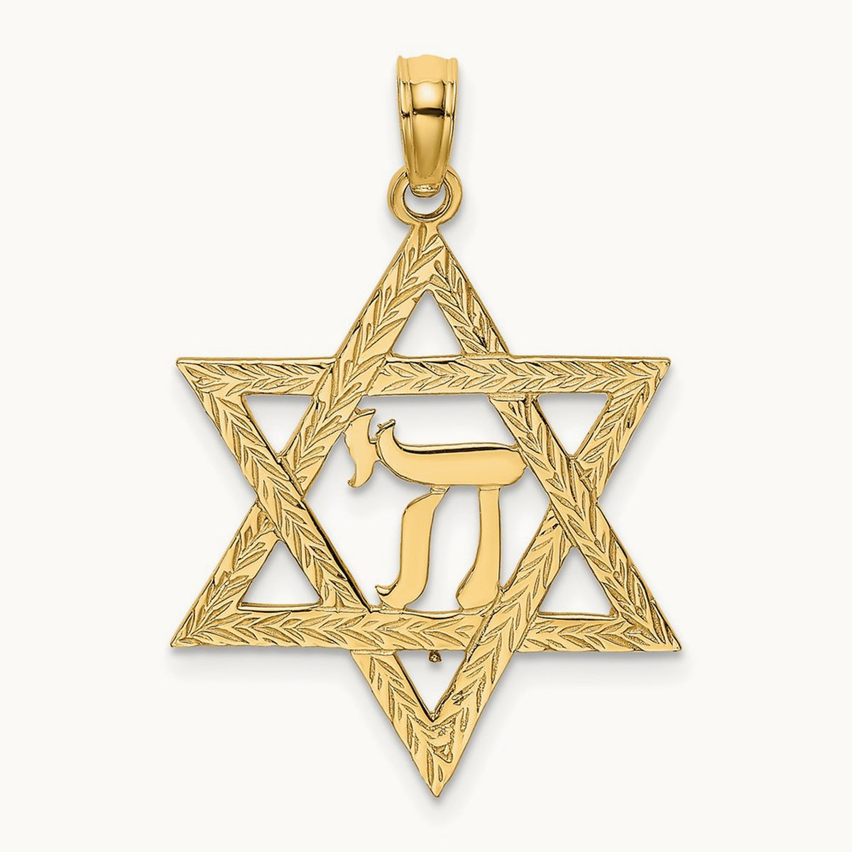 Star of David W/ Chi Center Charm, 14K