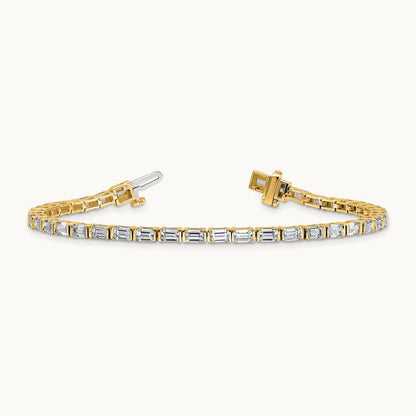 Emerald Bezel Tennis Bracelet, 4.75 ct tw Lab-Grown Diamond — 14K Yellow Gold