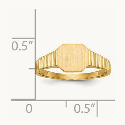 7.5x6. Child's Open Back Signet Ring, 0mm, 14K