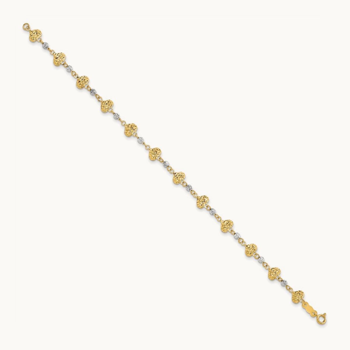 D/C Heart Link Bracelet, 14K Two Tone