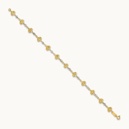 D/C Heart Link Bracelet, 14K Two Tone