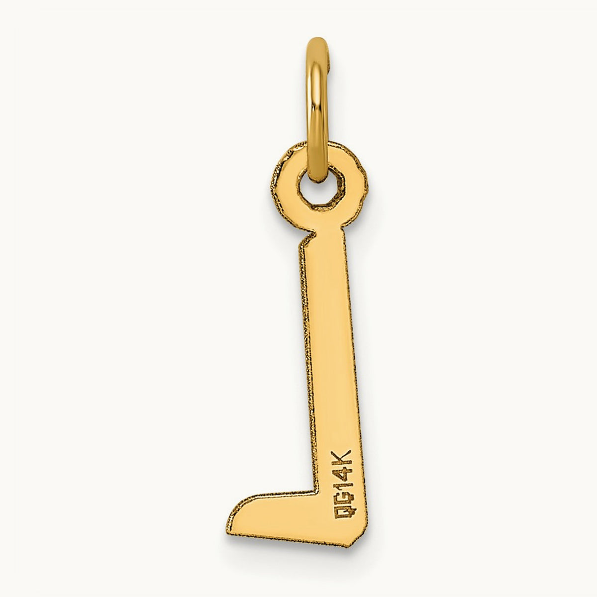 Slanted Block Initial Charm — 14K Yellow Gold, L