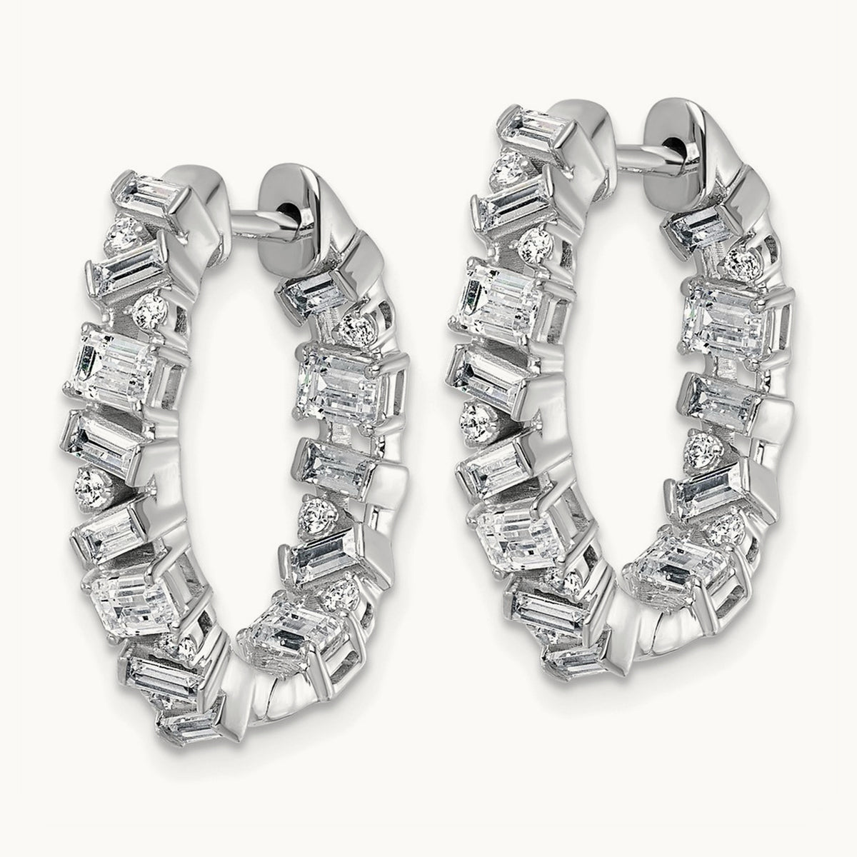 Hinged in/Out Hoop Earrings, 2.00 ct tw Lab-Grown Diamond — 14K White Gold