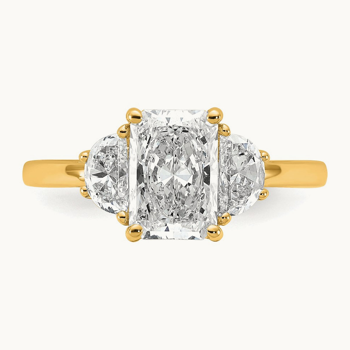 Radiant & 1/2 Moon Engagement Ring, 1.25-4.00 ct tw Lab-Grown Diamond — 2 ct, 14K Yellow Gold