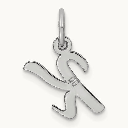 Small Script Letter K Initial Charm, 14K White Gold