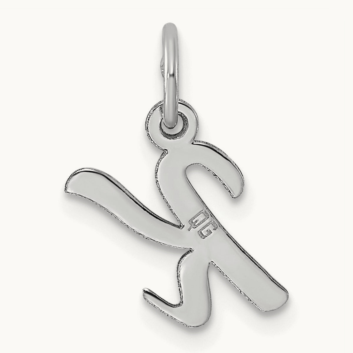 Small Script Letter K Initial Charm, 14K White Gold