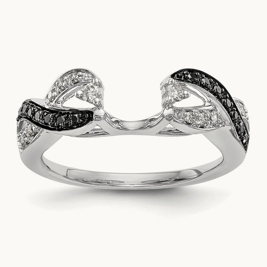 Black and White Diamond Wrap, 14K White Gold