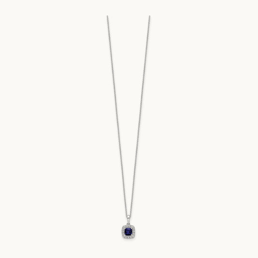Created Sapphire Necklace, 0.25 ct tw Lab-Grown Diamond
